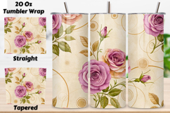 seamless tea rose tumbler, mauve floral tumbler wrap, tea ring rose design, vintage document tumbler wrap, 20oz skinny tumbler wrap, tapered seamless tumbler design, straight tumbler wrap png, antiquarian floral design, seamless stained tumbler wrap, tea 