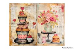 Vintage Shabby Junk Journal Printable Half Pages | Tea Time Product Image 2