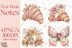 Tea Time Notes Clipart, Cozy Teapot and Cup Clip Art PNG Product Image 1