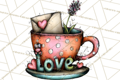 Tea Time Notes Clipart, Printable Teacup PNG, Romantic Product Image 4
