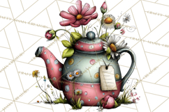 Tea Time Notes Clipart, Printable Teacup PNG, Romantic Product Image 4