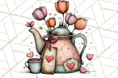 Tea Time Notes Clipart, Printable Teacup PNG, Romantic Product Image 4