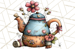 Tea Time Notes Clipart, Printable Teacup PNG, Romantic Product Image 5