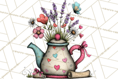 Tea Time Notes Clipart, Printable Teacup PNG, Romantic Product Image 2