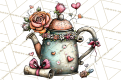 Tea Time Notes Clipart, Printable Teacup PNG, Romantic Product Image 4