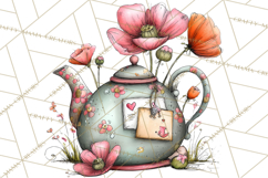 Tea Time Notes Clipart, Printable Teacup PNG, Romantic Product Image 5