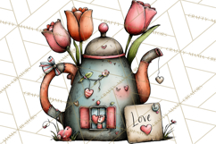 Tea Time Notes Clipart, Printable Teacup PNG, Romantic Product Image 3