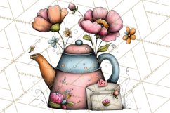 Tea Time Notes Clipart, Printable Teacup PNG, Romantic Product Image 2