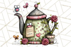 Tea Time Notes Clipart, Printable Teacup PNG, Romantic Product Image 5