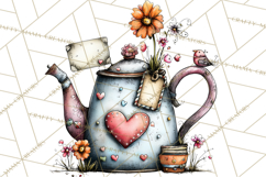Tea Time Notes Clipart, Printable Teacup PNG, Romantic Product Image 5