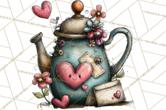 Tea Time Notes Clipart, Printable Teacup PNG, Romantic Product Image 2