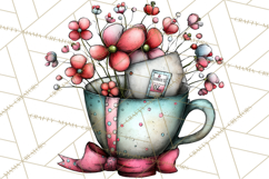 Tea Time Notes Clipart, Printable Teacup PNG, Romantic Product Image 5