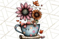 Tea Time Notes Clipart, Printable Teacup PNG, Romantic Product Image 3