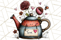 Tea Time Notes Clipart, Printable Teacup PNG, Romantic Product Image 5