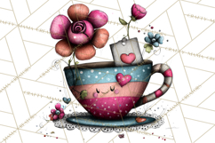 Tea Time Notes Clipart, Printable Teacup PNG, Romantic Product Image 3