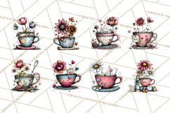 Tea Time Notes Clipart, Printable Teacup PNG, Romantic Product Image 8