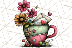 Tea Time Notes Clipart, Printable Teacup PNG, Romantic Product Image 5