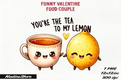 Funny Valentine&#039;s day Food Couple BUNDLE PNG. Product Image 15