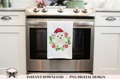 Watercolor Polar Bear & Christmas Wreath PNG For Sublimation Product Image 3