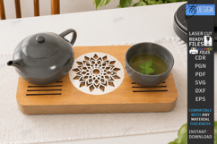 Wooden Tea Serving Tray Laser Cut Bundle | Gongfu Tea Table Product Image 6