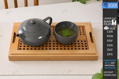 Wooden Tea Serving Tray Laser Cut Bundle | Gongfu Tea Table Product Image 8