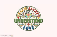 Autism Teacher PNG Design, Retro SVG T-shirt Design Product Image 1