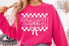 Teach SVG PNG - Coquette Teacher Bow Shirt Product Image 2