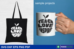Teach Love Inspire SVG, Teacher Appreciation Apple Cut File Product Image 3