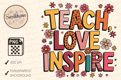 Retro Teach Love Inspire Boho Teacher Quote Back to School Product Image 1