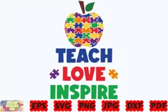 Teach Love Inspire SVG | Teacher SVG | School SVG | Autism Product Image 3