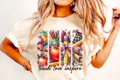 Teach Love Inspire PNG, Brushstroke Teacher, Teacher Life Product Image 1
