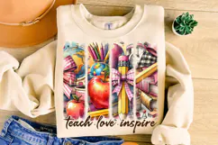 Teach Love Inspire PNG, Brushstroke Teacher, Teacher Life Product Image 2