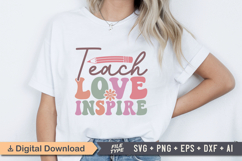 Teach Love Inspire SVG File | Back to School Retro SVG Product Image 2