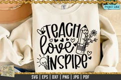 Teach Love Inspire is a professional design that is ready to be cut with all major cutting machines. Sublimation, iron-on transfer and printing file formats also included.