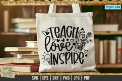 Teach Love Inspire is a professional design that is ready to be cut with all major cutting machines. Sublimation, iron-on transfer and printing file formats also included.