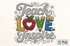 Teach Love Inspire Rhinestone PNG Product Image 1