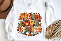 Thankful Teacher Fall PNG, Teach Love Inspire Teacher png Product Image 2