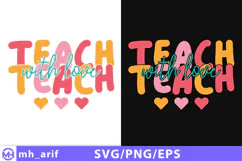 Retro Teacher SVG Teach With Love Typography PNG T-shirt Product Image 1
