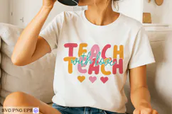 Retro Teacher SVG Teach With Love Typography PNG T-shirt Product Image 2