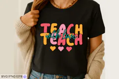 Retro Teacher SVG Teach With Love Typography PNG T-shirt Product Image 3