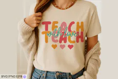 Retro Teacher SVG Teach With Love Typography PNG T-shirt Product Image 4