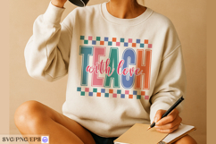 Teach with love typography SVG PNG t-shirt design Product Image 4