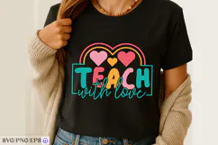 Retro Teacher SVG Teach With Love Teacher Shirt PNG Design Product Image 3