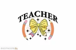 Coquette Teacher Pencil Bow PNG SVG T-shirt Design Product Image 1