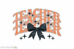 Teacher PNG Black Bow Coquette Halloween SVG T-shirt Design Product Image 2