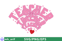 Retro Teacher Love Hearts Valentines SVG PNG T-shirt Design Product Image 1