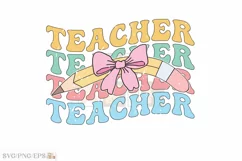 Teacher Teacher SVG T-shirt, Teacher Coquette Pencil Bow Product Image 1