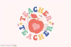Teacher SVG Retro Apple PNG T-shirt Design Product Image 1