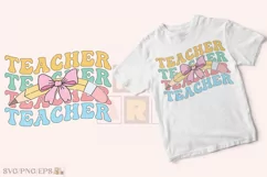 Teacher Teacher SVG T-shirt, Teacher Coquette Pencil Bow Product Image 2