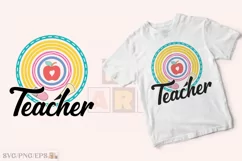 Teacher Rainbow SVG T-shirt Design, Rainbow PNG Shirt Product Image 2